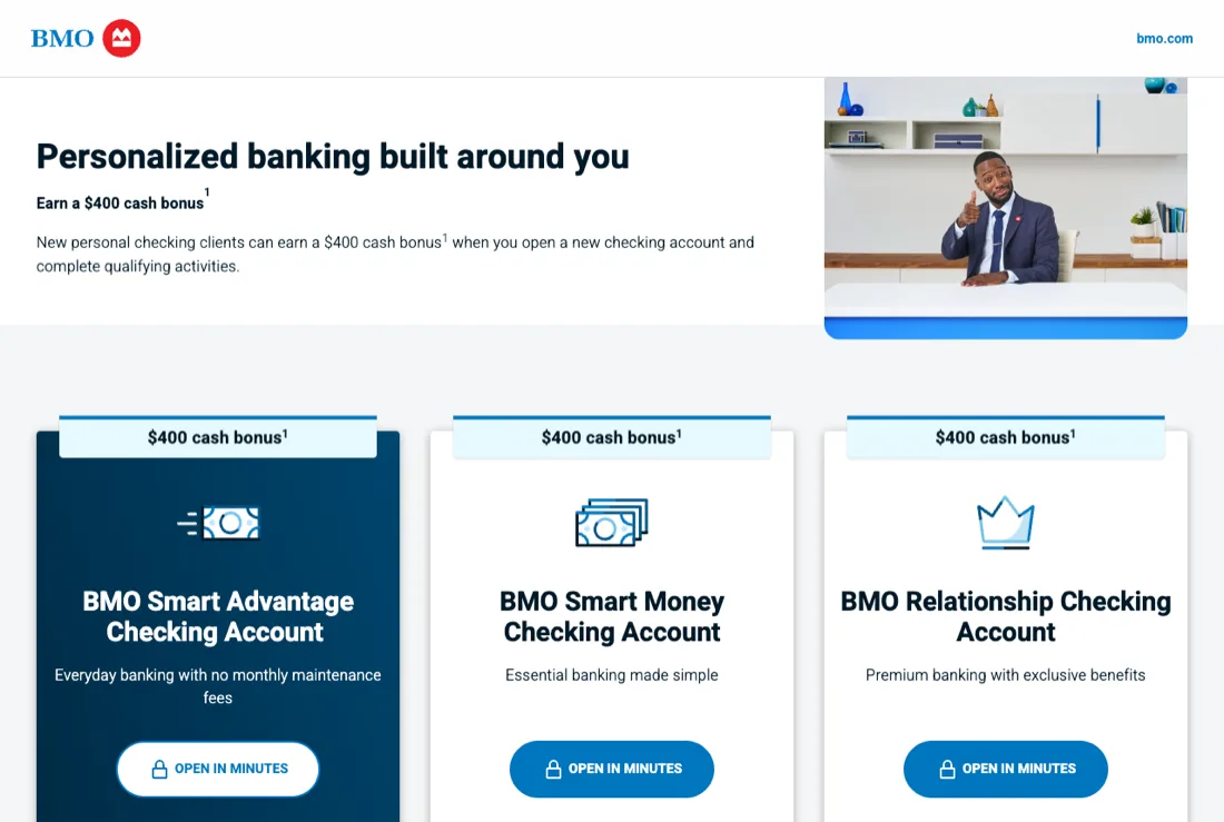 Bank promotional offer page