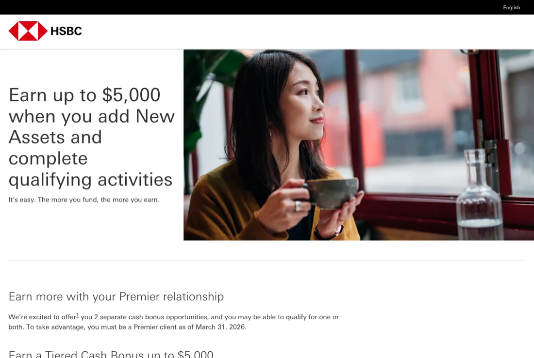 Bank promotional offer page