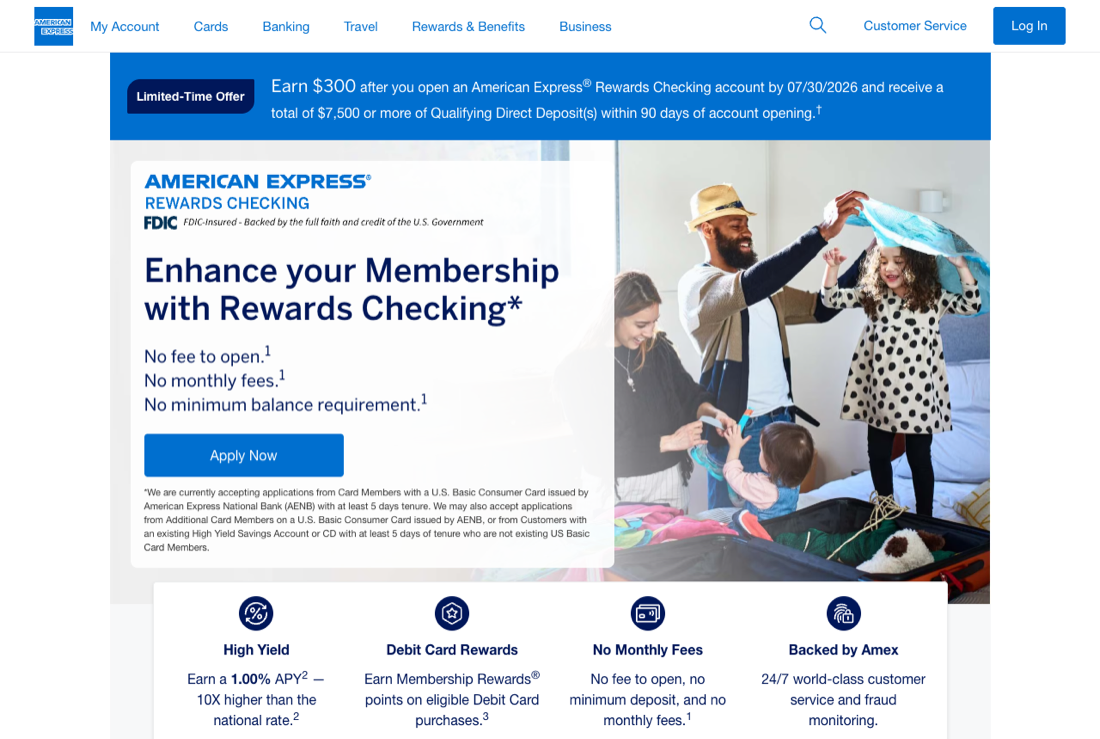 Bank promotional offer page